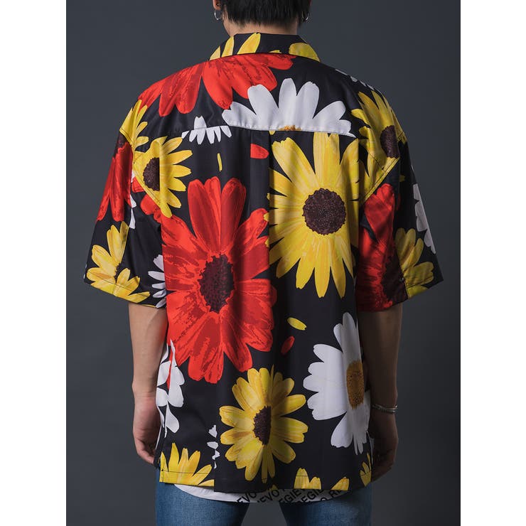 花柄オープンカラービッグシルエットシャツ[品番：LEVM0001202 