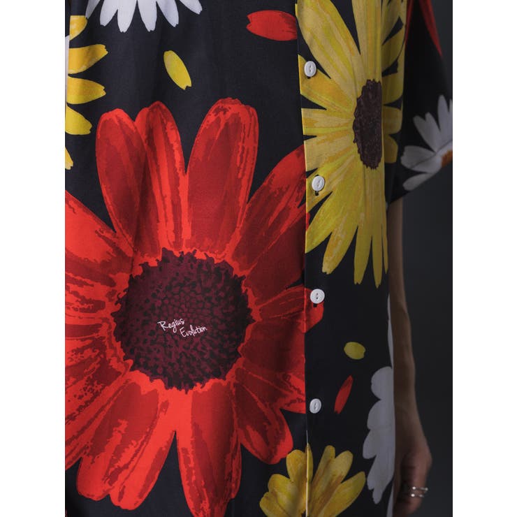 花柄オープンカラービッグシルエットシャツ[品番：LEVM0001202