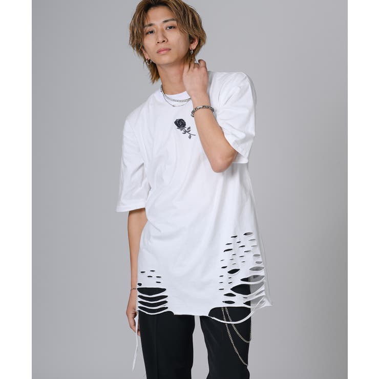 ローズ刺繍グランジTシャツ | REGIEVO | 詳細画像2 