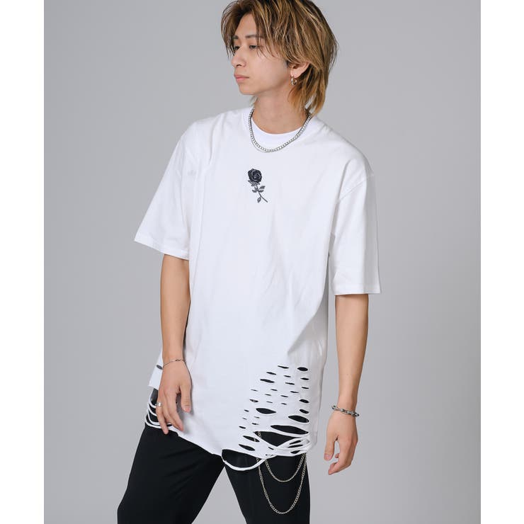 ローズ刺繍グランジTシャツ | REGIEVO | 詳細画像3 