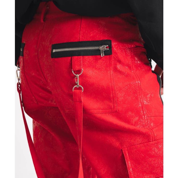 sulvam ボンテージパンツ リアルレザー 本革 切り替え 裏地 ファスナー