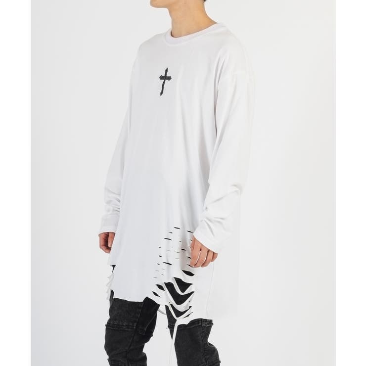 ロンT メンズ 長袖Tシャツ グランジ加工 モード ストリート | REGIEVO | 詳細画像9 