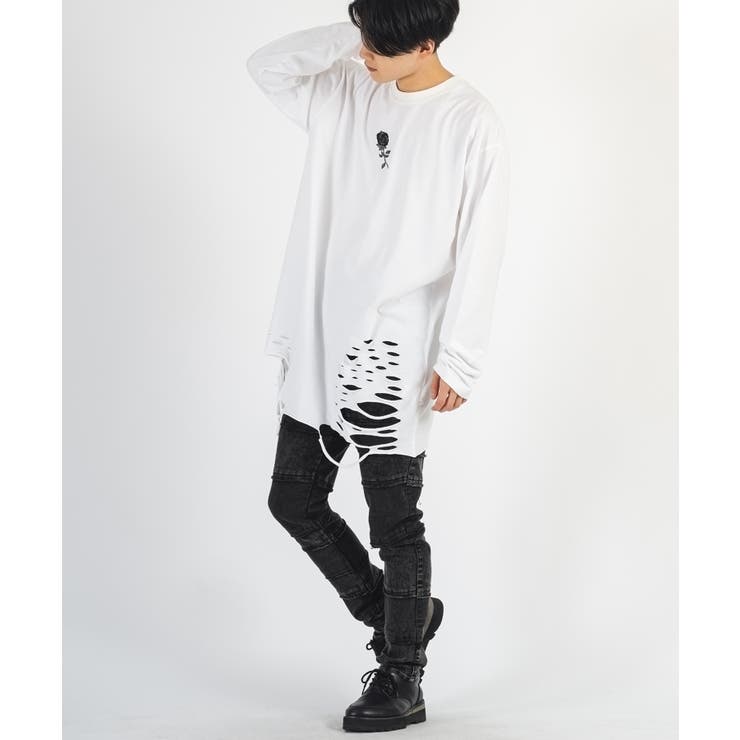 ロンT メンズ 長袖Tシャツ グランジ加工 モード ストリート | REGIEVO | 詳細画像18 