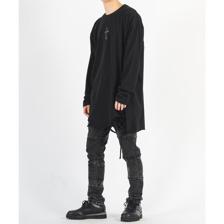 ロンT メンズ 長袖Tシャツ グランジ加工 モード ストリート | REGIEVO | 詳細画像27 