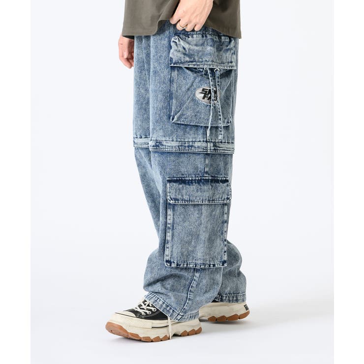 ワイドパンツ メンズ デニム カーゴ ストリート系 ビッグ