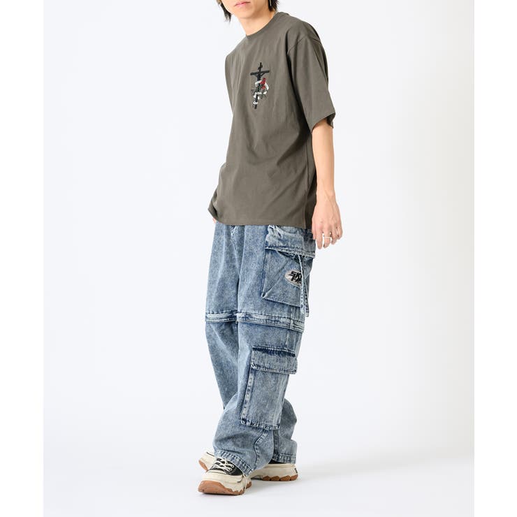 ワイドパンツ メンズ デニム カーゴ ストリート系 ビッグ