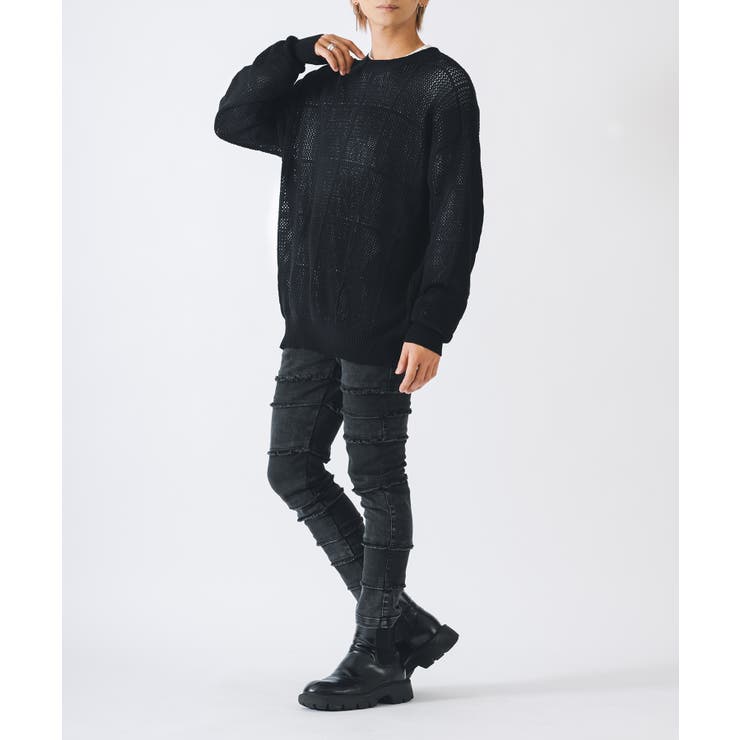 メッシュクルーネックニット | REGIEVO | 詳細画像14 