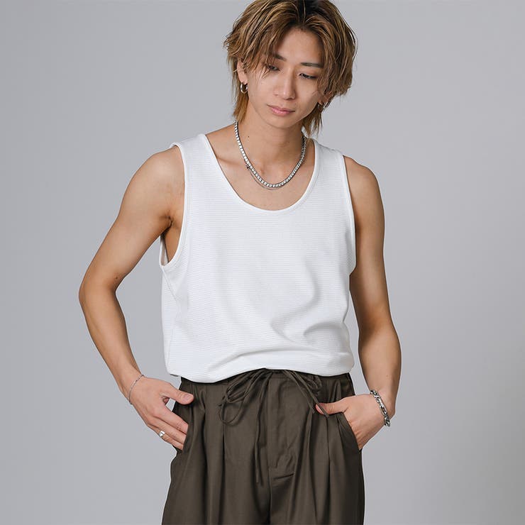 1ホワイト | ラメボーダータンクトップ | REGIEVO