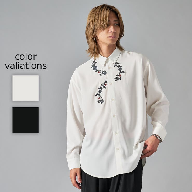 フラワー刺繍シャツ[品番：LEVM0009293]｜REGIEVO（レジエボ）のメンズ