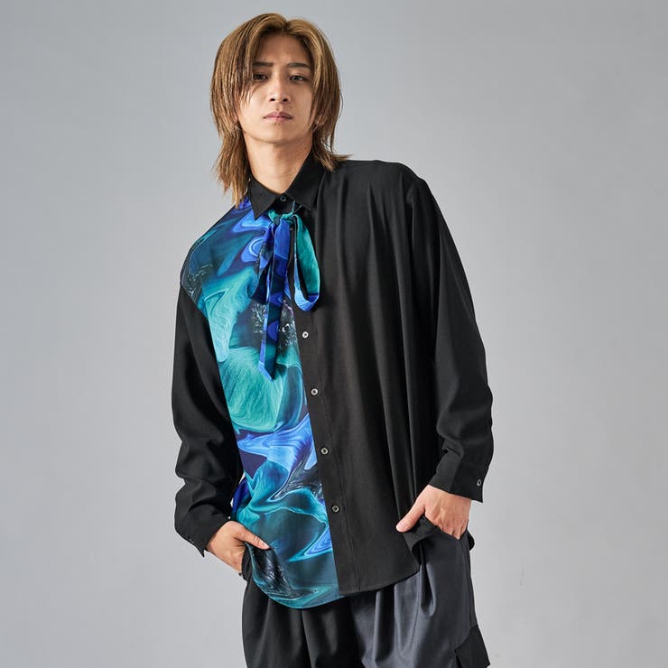 リボン付きクレイジーシャツ[品番：LEVM0009267]｜REGIEVO（レジエボ