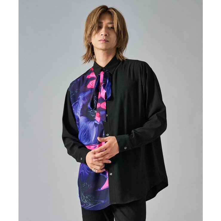 リボン付きクレイジーシャツ[品番：LEVM0009267]｜REGIEVO（レジエボ