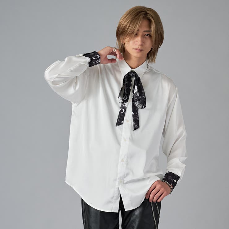 リボン付きサテンシャツ[品番：LEVM0009295]｜REGIEVO（レジエボ）の