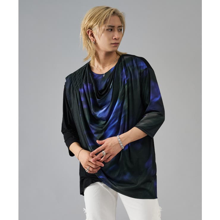 7分袖フラワープリントドレープTシャツ | REGIEVO | 詳細画像2 