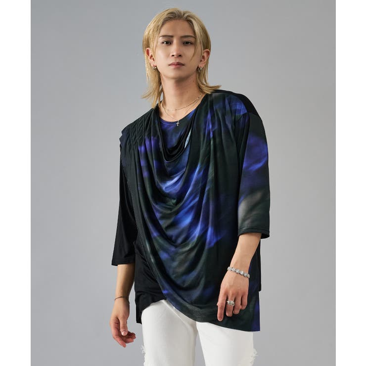 7分袖フラワープリントドレープTシャツ | REGIEVO | 詳細画像4 