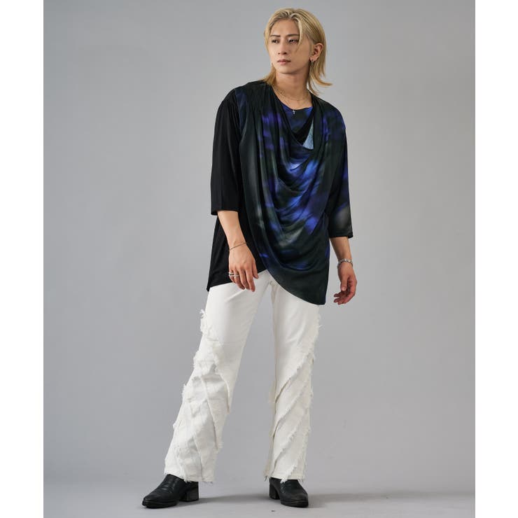 7分袖フラワープリントドレープTシャツ | REGIEVO | 詳細画像10 