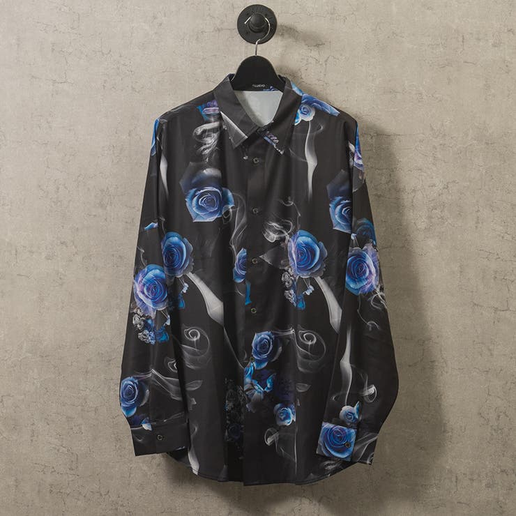 ブラックブルーローズ | 総柄プリントドルマンシャツ | REGIEVO