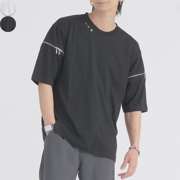 2wayファスナースリーブTシャツ[品番：LEVM0001627]｜REGIEVO