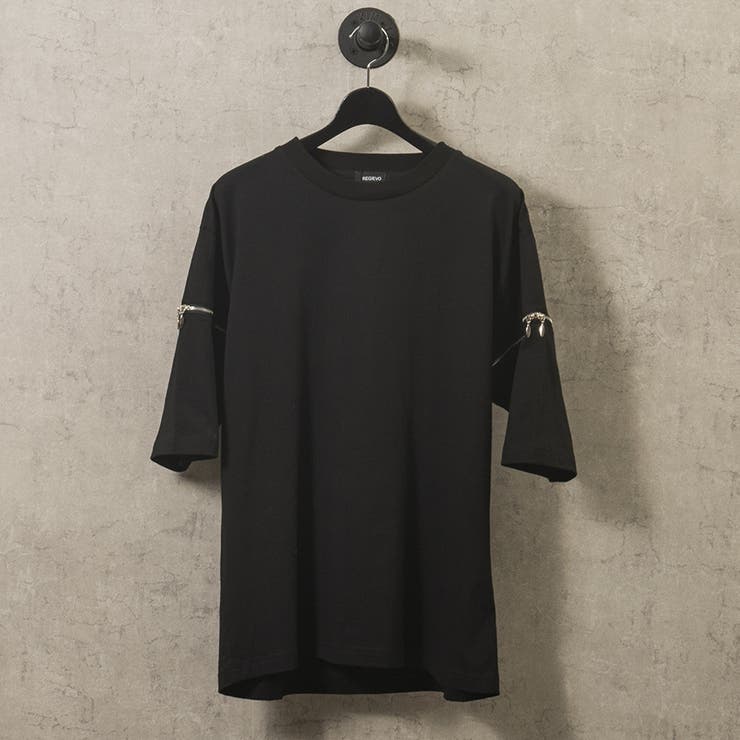 BLACK | 2wayファスナースリーブTシャツ | REGIEVO