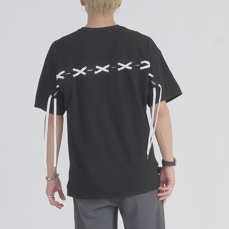 BLACK | レースアップTシャツ | REGIEVO