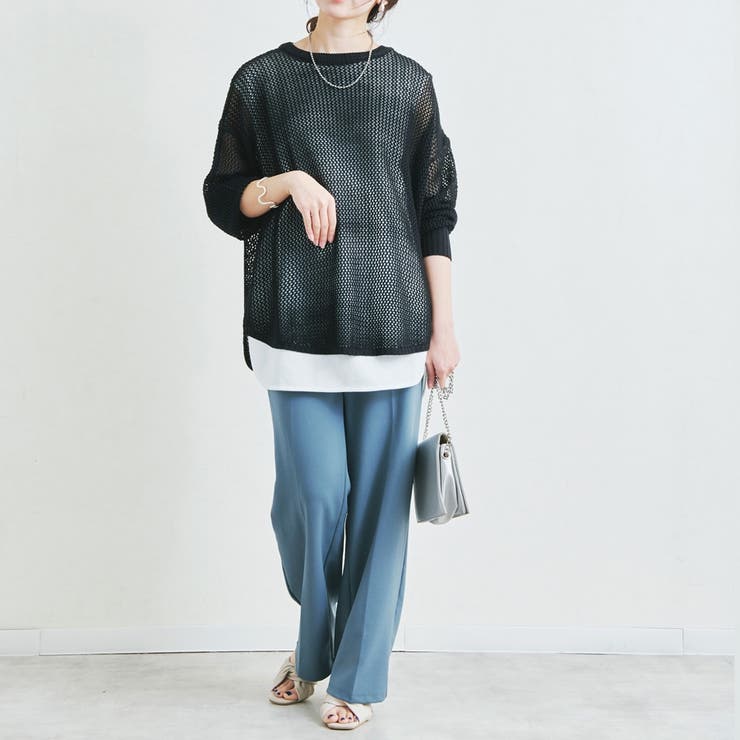 メッシュニット メッシュトップス メッシュプルオーバー[品番