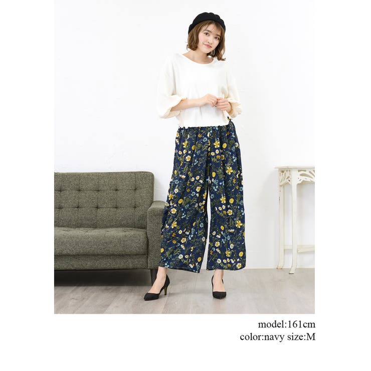 楽天市場】リバティ LIBERTY ワイドパンツ 日本製 花柄 フラワー