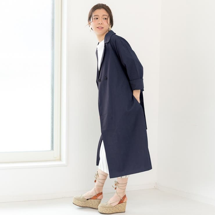 春アウタースプリングコートガウントレンチコートロングコートカジュアルオーバーシル… | LAPULE  | 詳細画像2 