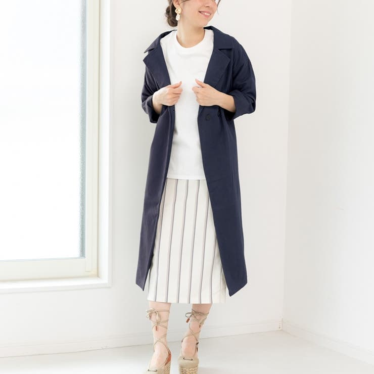 春アウタースプリングコートガウントレンチコートロングコートカジュアルオーバーシル… | LAPULE  | 詳細画像5 