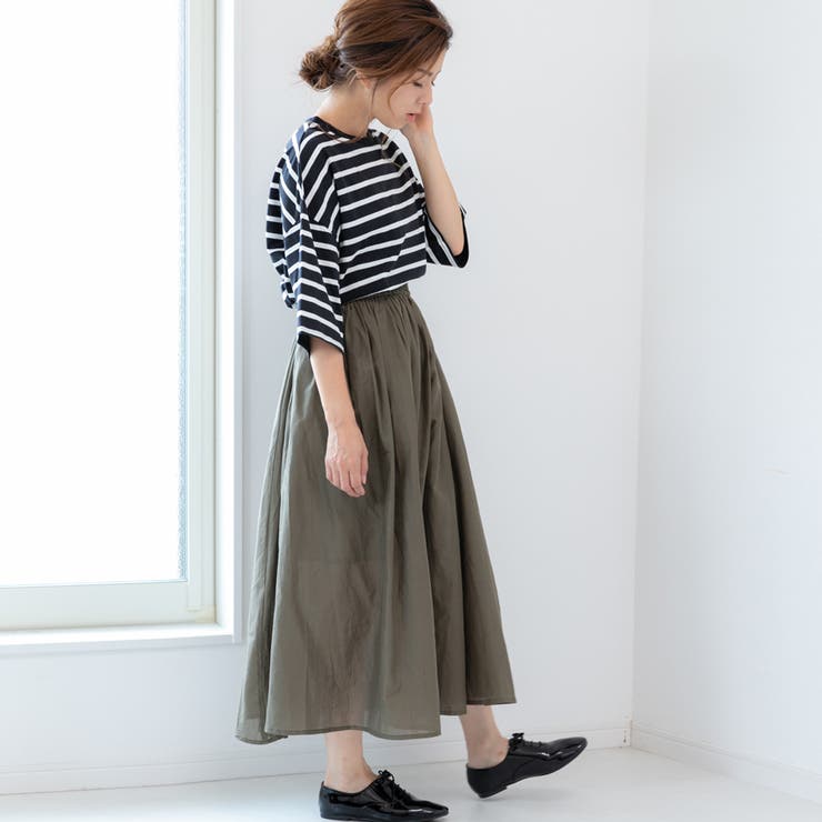 スカート大きいサイズロングフレアカジュアルナチュラルウエストゴムコットンボイルM… | LAPULE  | 詳細画像21 