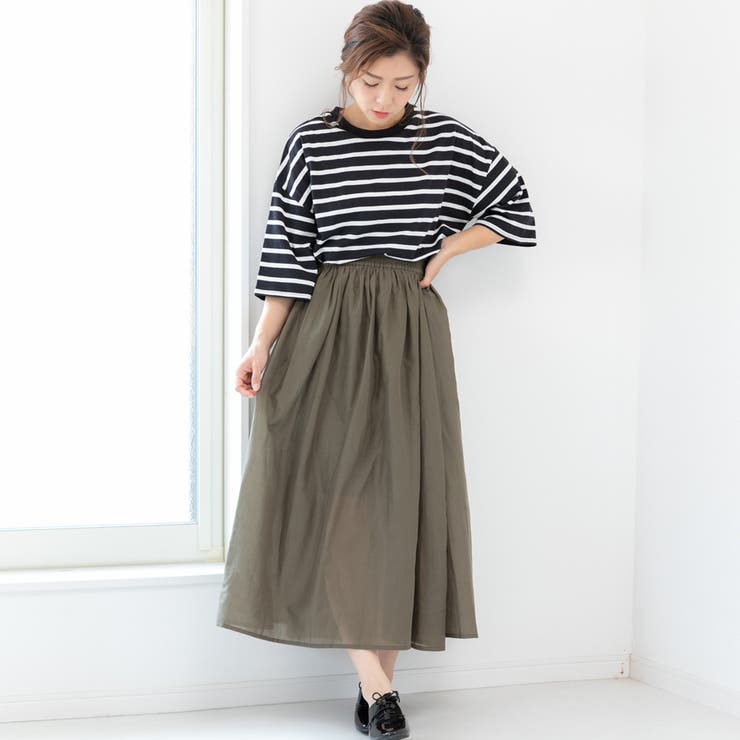 スカート大きいサイズロングフレアカジュアルナチュラルウエストゴムコットンボイルM… | LAPULE  | 詳細画像5 