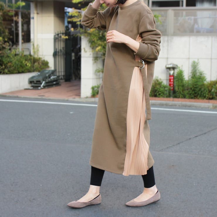 ゆったり冬ワンピース裏起毛サイドプリーツロングワンピきれいめシンプルカジュアルm 品番 Sklw Lapule ラピュレ のレディースファッション通販 Shoplist ショップリスト