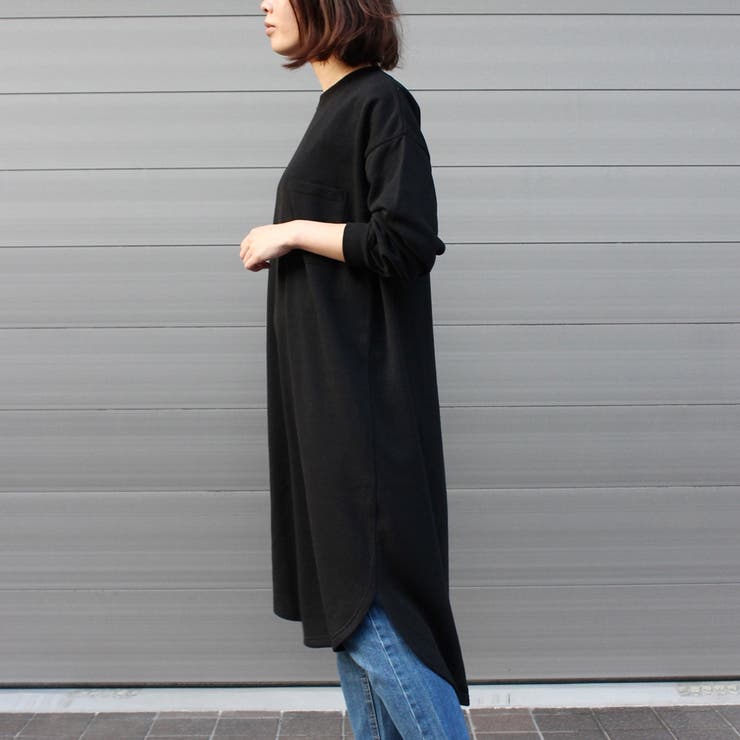 ゆったりワンピース裏起毛ラウンドヘムカジュアルシンプル無地ベーシック長袖m大きい 品番 Sklw Lapule ラピュレ のレディースファッション通販 Shoplist ショップリスト