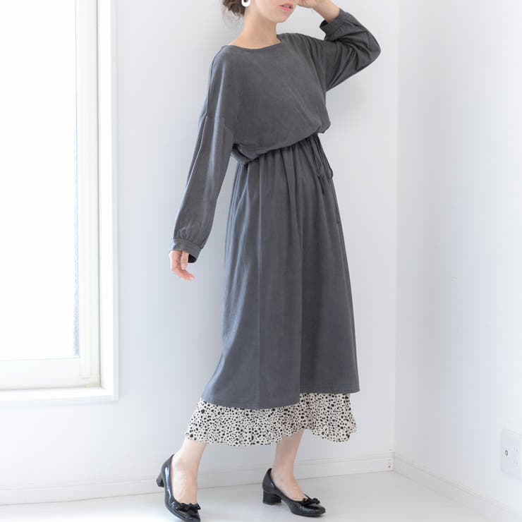 大きいサイズカジュアルナチュラルゆったり体形カバーシンプルスエードワンピースドロ… | LAPULE  | 詳細画像13 