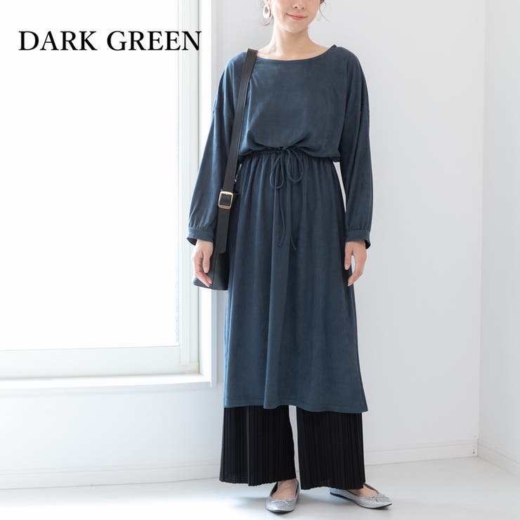 大きいサイズカジュアルナチュラルゆったり体形カバーシンプルスエードワンピースドロ… | LAPULE  | 詳細画像3 