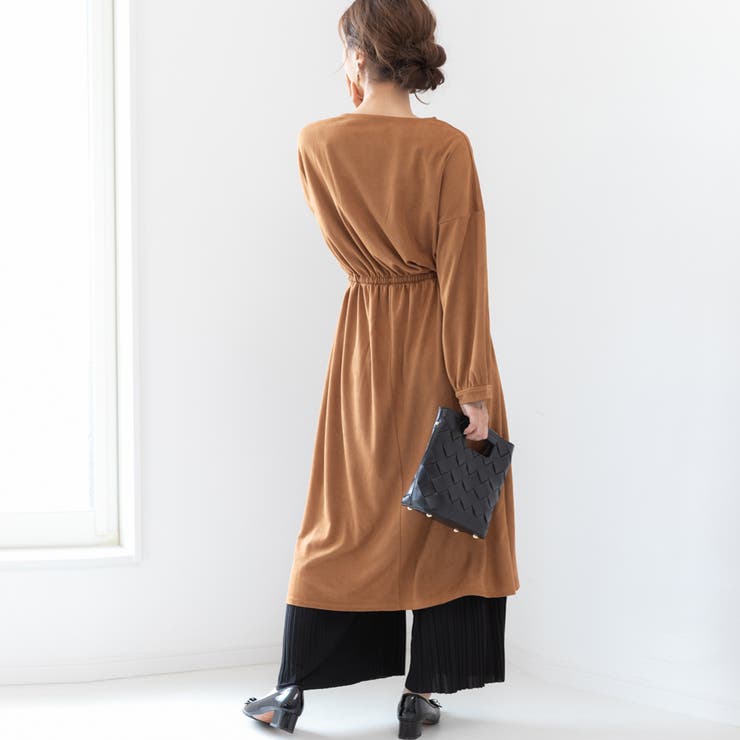 大きいサイズカジュアルナチュラルゆったり体形カバーシンプルスエードワンピースドロ… | LAPULE  | 詳細画像6 
