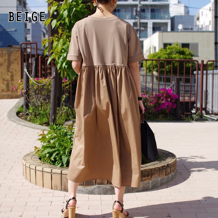 ワンピース春夏ロングワンピースバックコンシャスAライン
