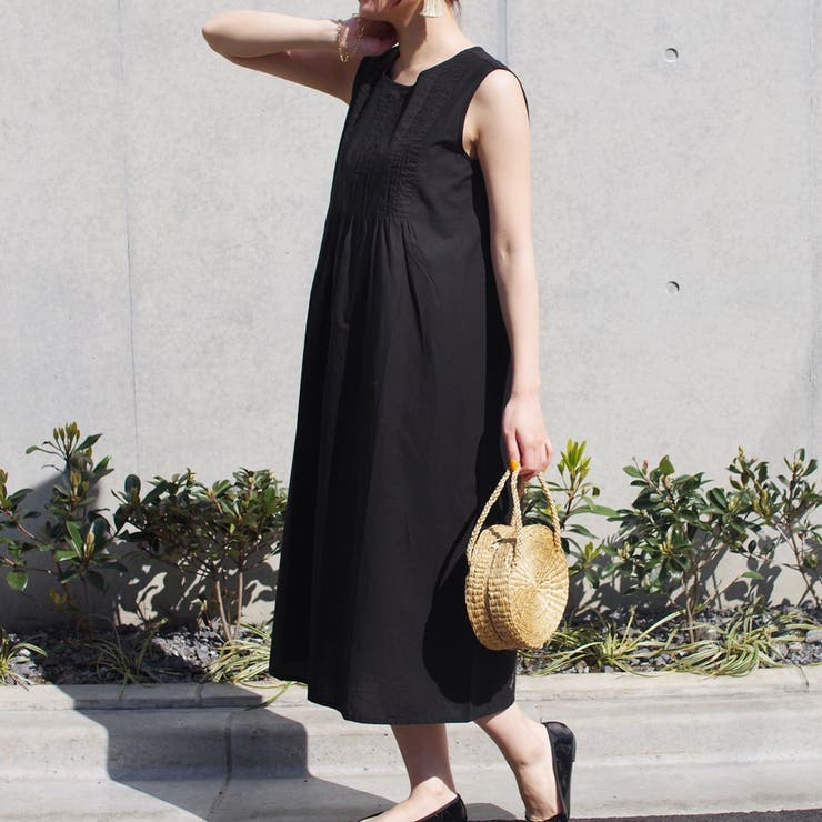 ワンピース春夏体型カバーロングワンピースノースリーブ綿100%シンプルカジュアル… | LAPULE  | 詳細画像4 