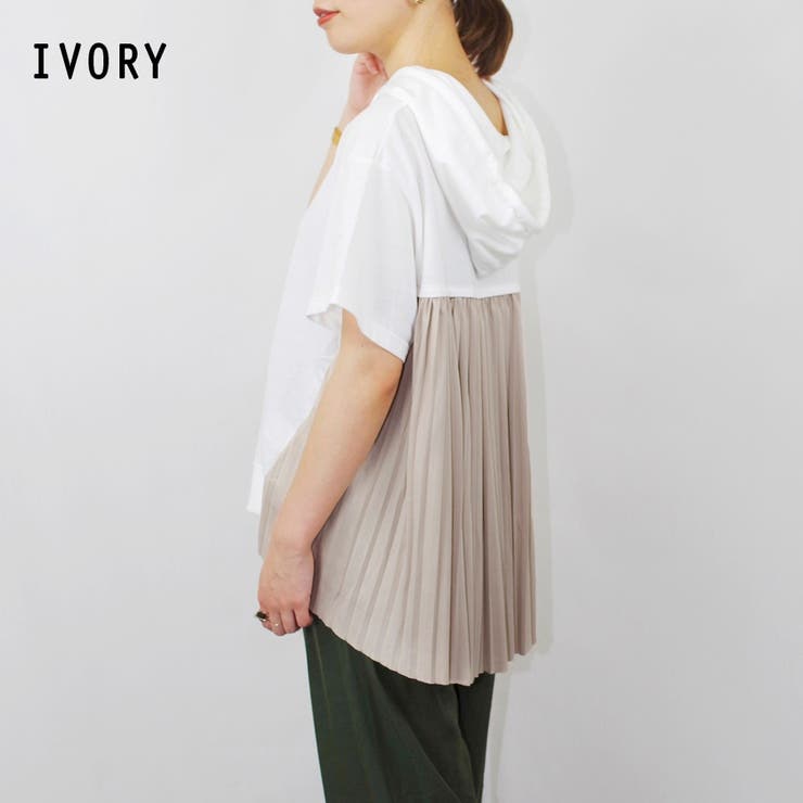 トップス半袖体型カバーゆったりバックプリーツパーカー異素材ママファッションプチプ 品番 Sklw Lapule ラピュレ のレディースファッション通販 Shoplist ショップリスト