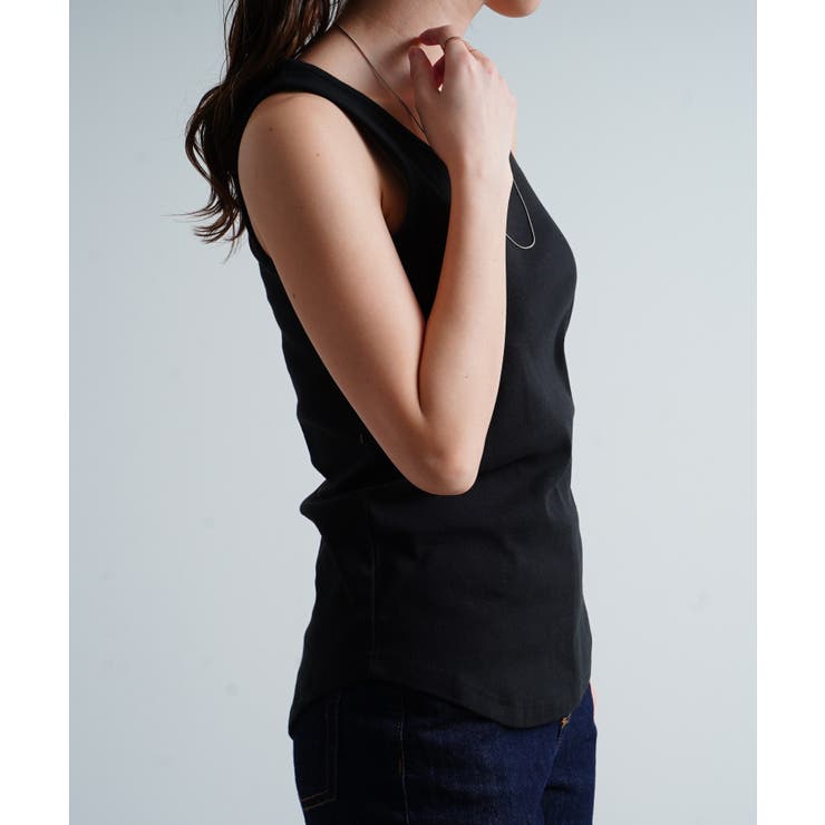 タンクトップノースリーブインナー40代コットン綿100無地ボーダー韓国ファッショ… | LAPULE  | 詳細画像20 