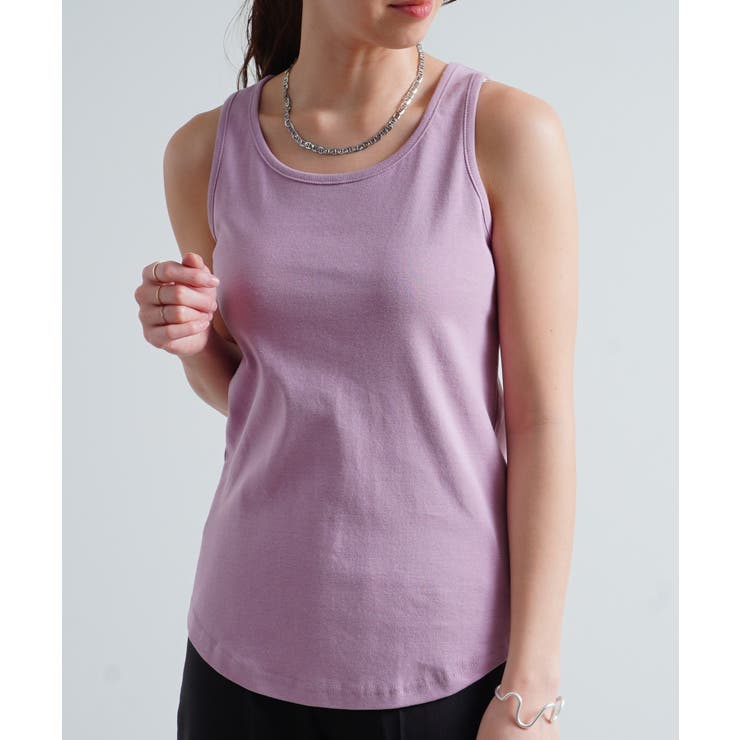 タンクトップノースリーブインナー40代コットン綿100無地ボーダー韓国ファッショ… | LAPULE  | 詳細画像8 