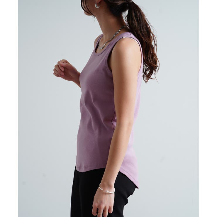 タンクトップノースリーブインナー40代コットン綿100無地ボーダー韓国ファッショ… | LAPULE  | 詳細画像9 