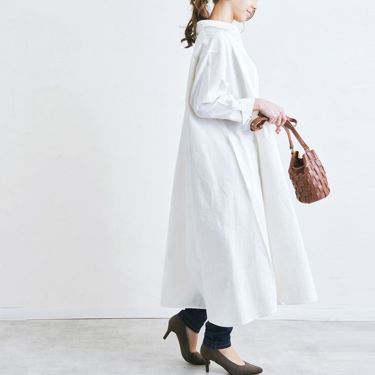 ワンピースロングワンピースシャツワンピース長袖40代ゆったり大きめ体型カバー無地 品番 Sklw Lapule ラピュレ のレディースファッション通販 Shoplist ショップリスト