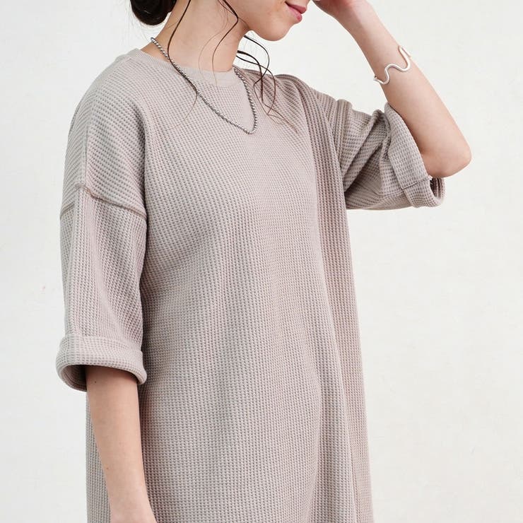 トップス半袖ワッフルバックスリット40代ゆったり大きめ体型カバーオーバーサイズ部… | LAPULE  | 詳細画像5 