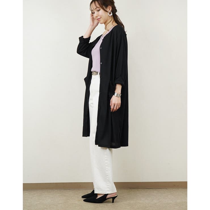 カーディガンロング長袖40代ゆったり大きめ体型カバー羽織り日除け透け素材韓国ファ… | LAPULE  | 詳細画像17 