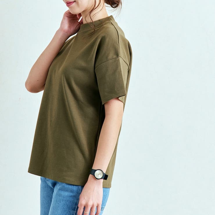 Tシャツ半袖40代ハイネックシンプルカジュアル無地綿100モックネック韓国ファッ… | LAPULE  | 詳細画像15 