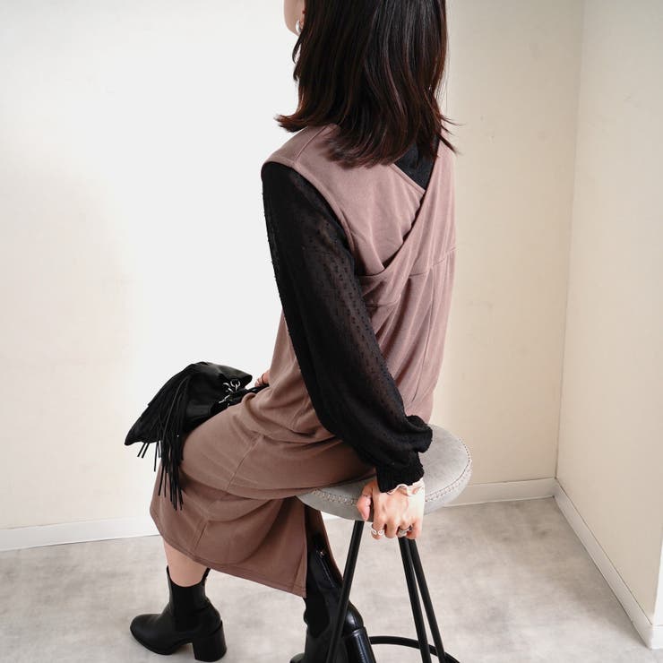 【Lana 】カットポンチ バッククロスVネックジャンスカ | LAPULE  | 詳細画像10 