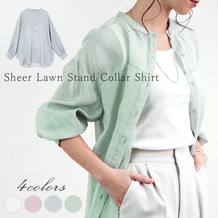 アイボリー(44)M】シアーブラウス シアーシャツ バンドカラー [品番：RLCW0004065]｜relaclo（リラクロ）のレディースファッション通販｜SHOPLIST（ショップリスト）