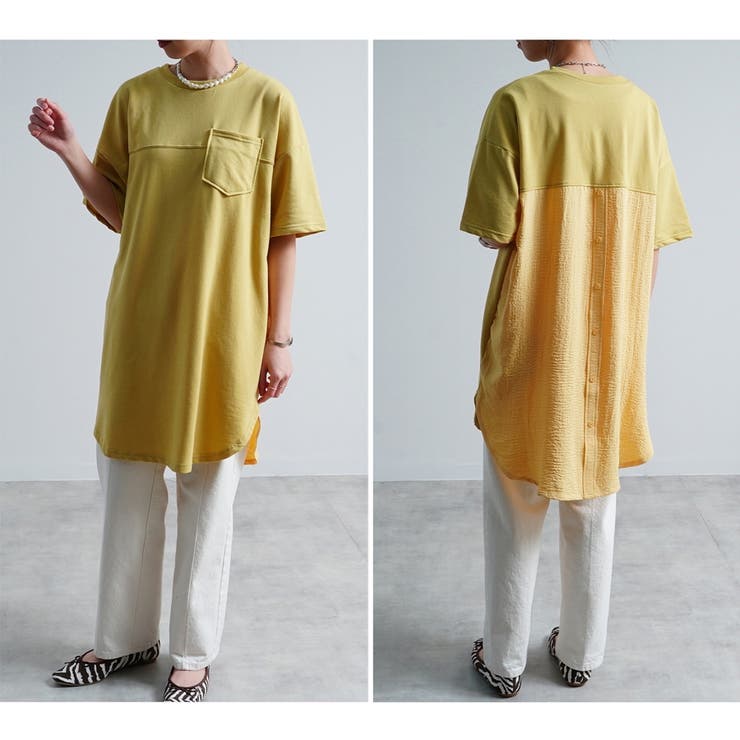 チュニック 異素材ドッキング バック切替 | LAPULE  | 詳細画像14 