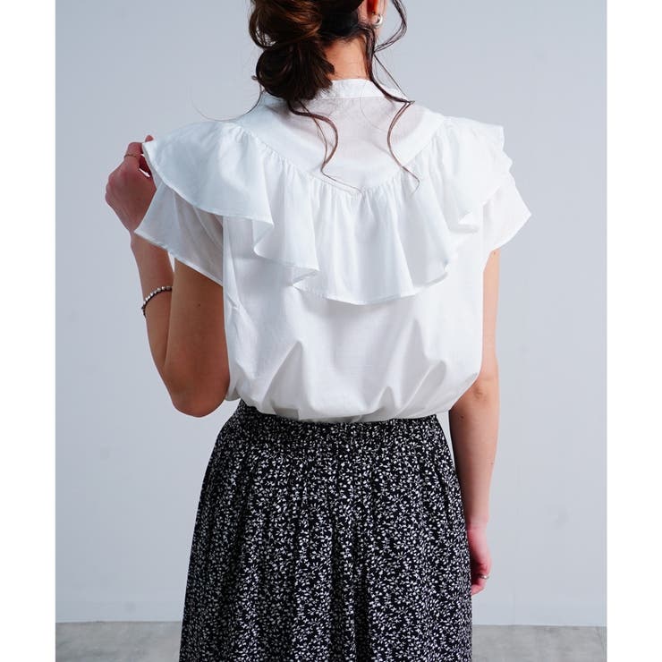 フリルブラウス トップス フレンチスリーブ | LAPULE  | 詳細画像12 
