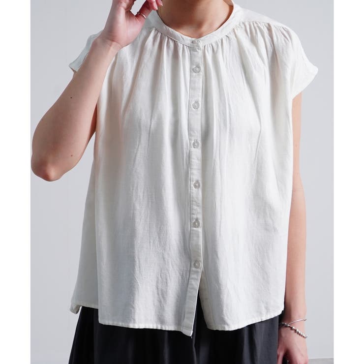 ブラウス 綿麻 ギャザーブラウス | LAPULE  | 詳細画像4 