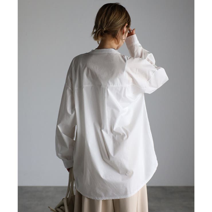 スタンドカラーデザインシャツ レディース 長袖 秋冬 スリット 20代 30代 | relaclo | 詳細画像11 